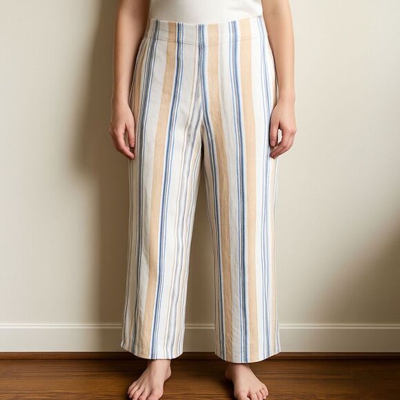 J .jill Womens multicolor capri pants linen stripes Plus Size 2X Summer vacation - Picture 1 of 7